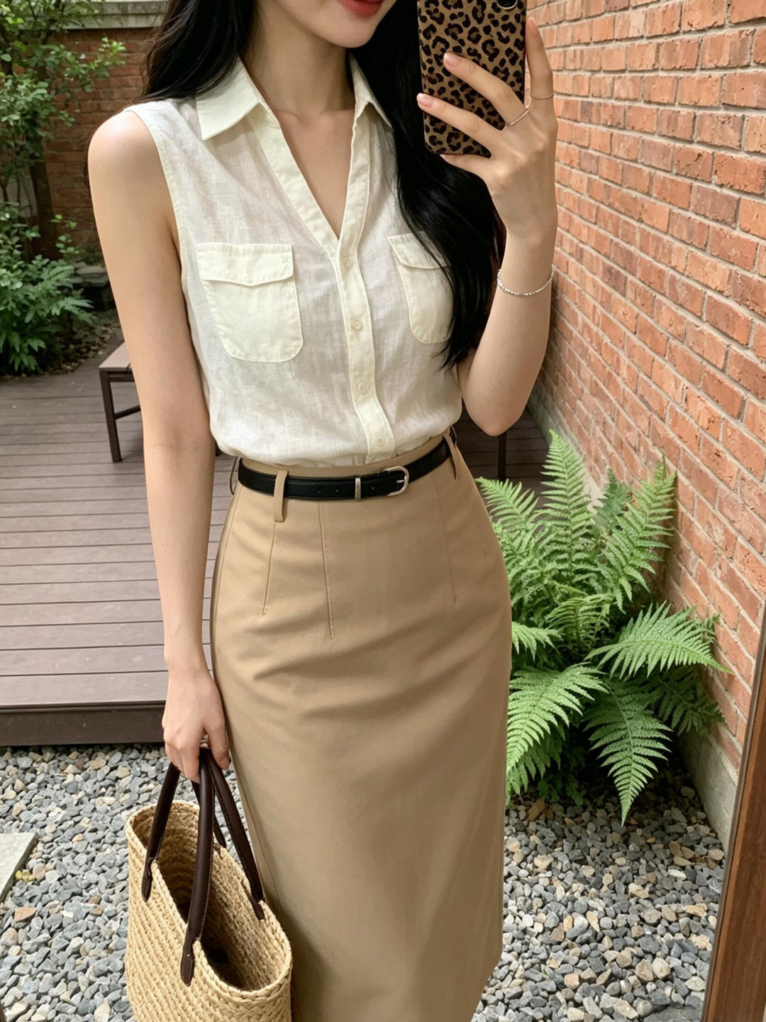 Shirts - Fashionable Sleeveless Shirt And Half Skirt