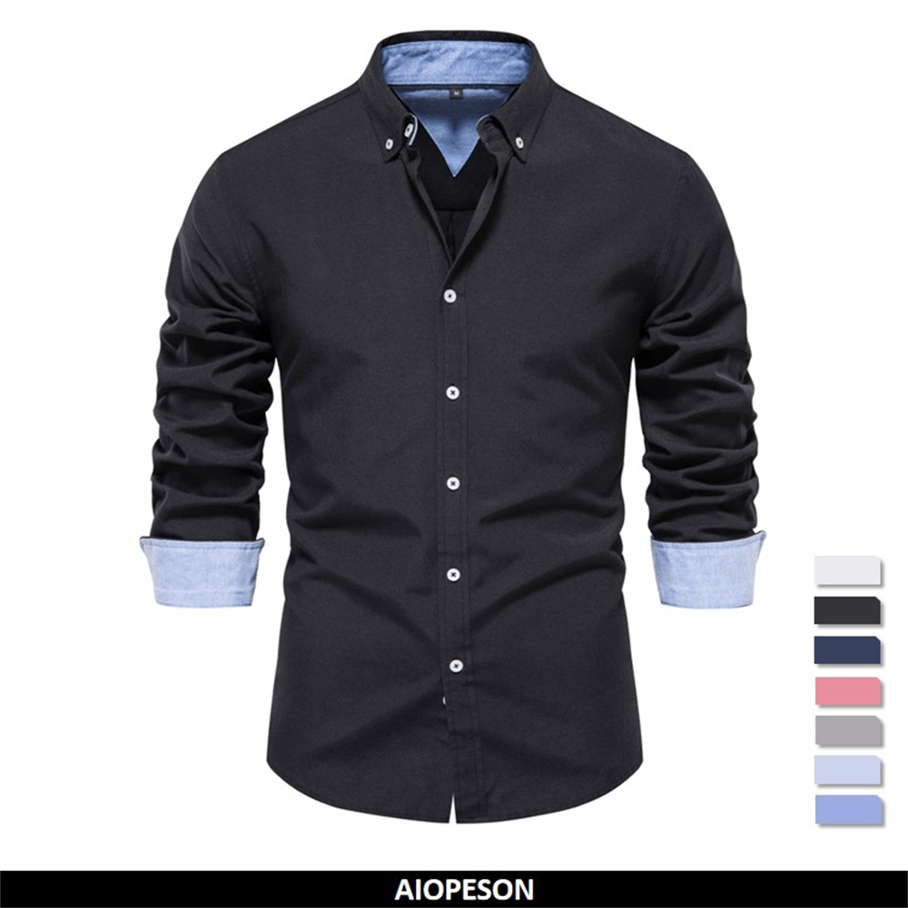 Oxford Cotton Casual Shirt Business - AIOPESON 2023 New Autumn Cotton Men's