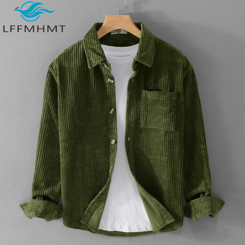 2026 New Men's Corduroy Shirt  - огляд і ціна Corduroy Button Up Shirt Men