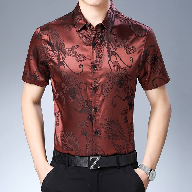Mens Fashion Pattern Silk Shir - огляд і ціна Mens Satin Silk Dress Shirt