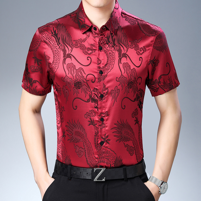 Mens Fashion Pattern Silk Shir - огляд і ціна Mens Satin Silk Dress Shirt