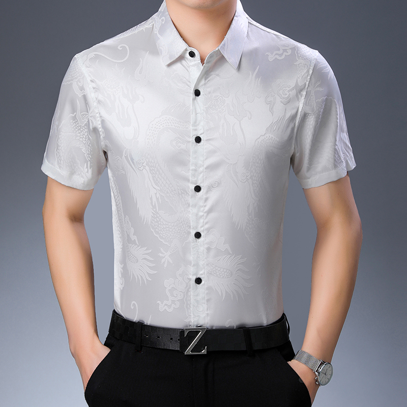 Mens Fashion Pattern Silk Shir - огляд і ціна Mens Satin Silk Dress Shirt