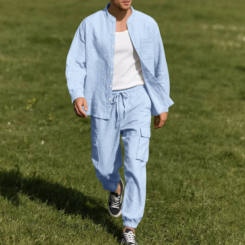 Men's Linen Breathable Two-Pie - огляд і ціна Mens Linen Shirt Long Sleeve