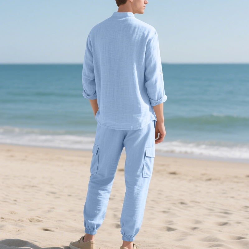 Men's Linen Breathable Two-Pie - огляд і ціна Mens Linen Shirt Long Sleeve