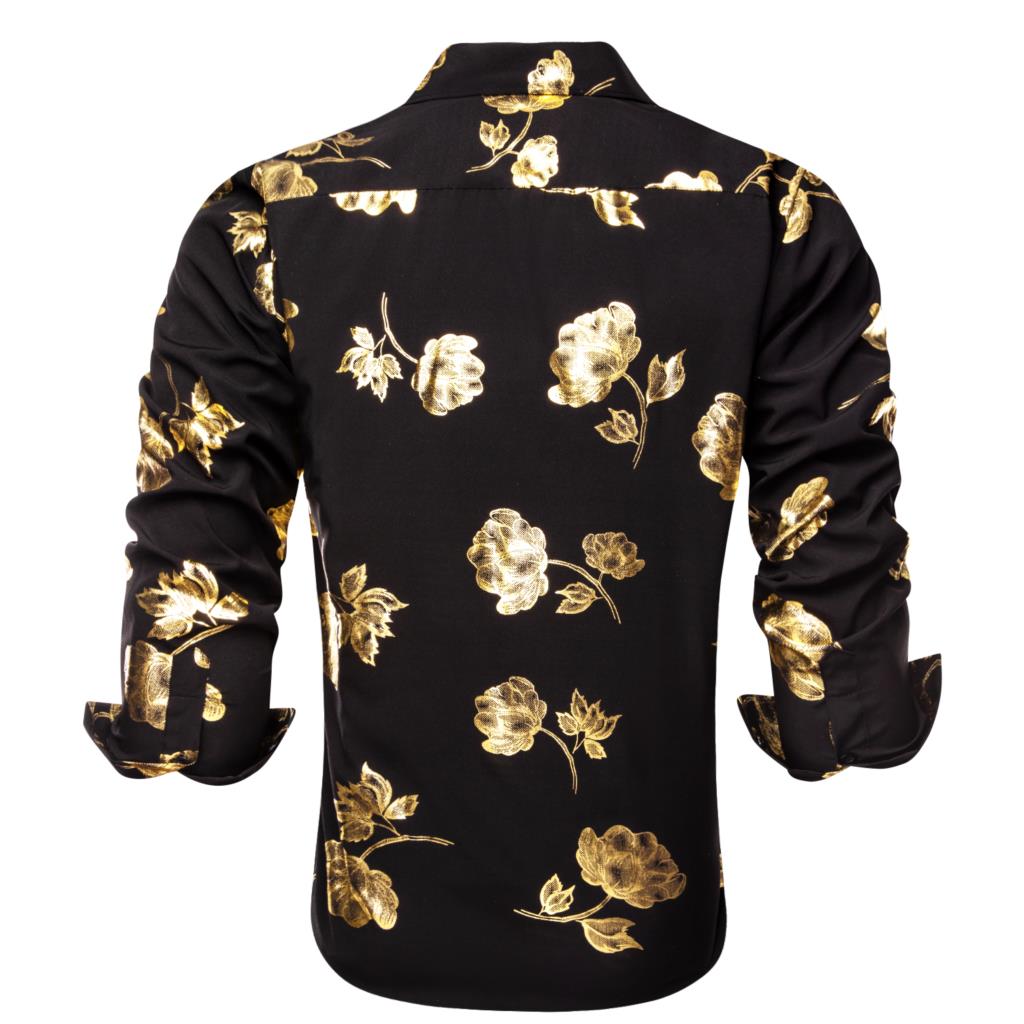 Hi-Tie Black Gold Silk Mens Sh - огляд і ціна Mens Satin Silk Dress Shirt