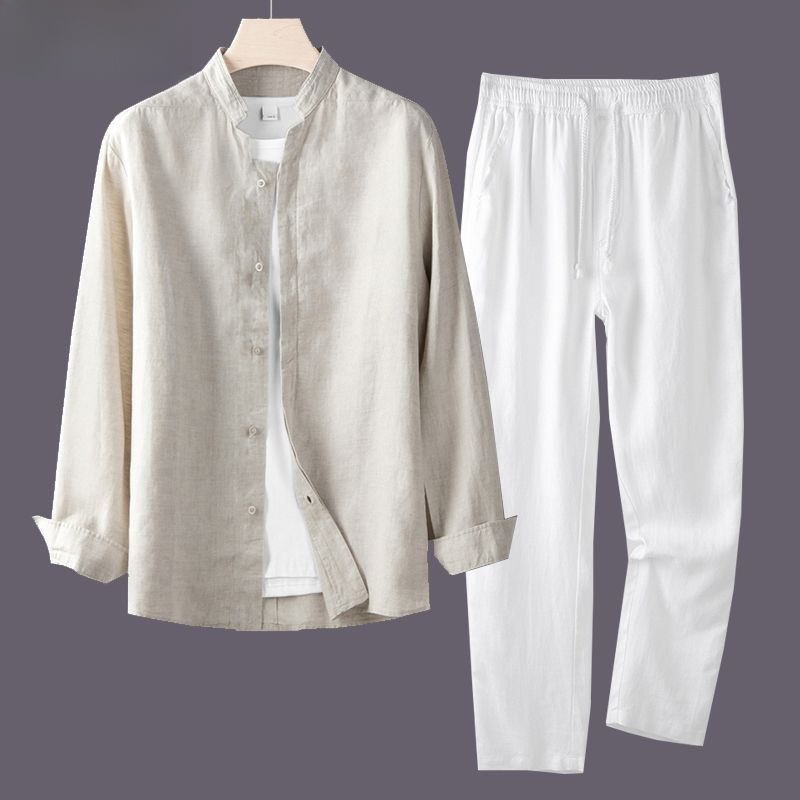 Lightweight Breathable Cotton  - огляд і ціна Mens Linen Shirt Long Sleeve