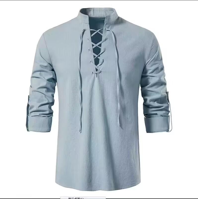 Mens Pirate Shirt Viking Retro - огляд і ціна Medieval Gothic Lace Up Pirate Shirt