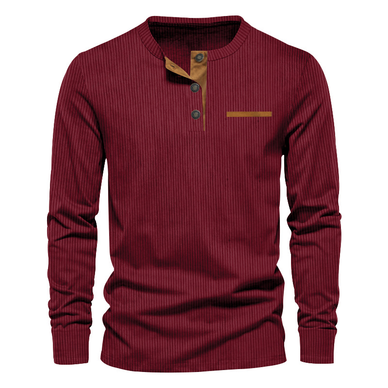 New Men's Long Sleeve T-shirt  - огляд і ціна Corduroy Button Up Shirt Men