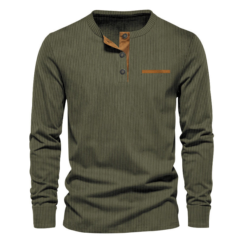 New Men's Long Sleeve T-shirt  - огляд і ціна Corduroy Button Up Shirt Men