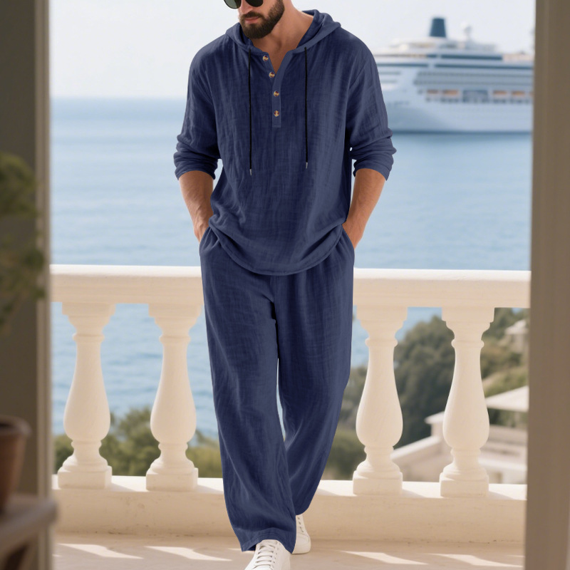 Cross-border Autumn Linen Men' - огляд і ціна Mens Linen Shirt Long Sleeve