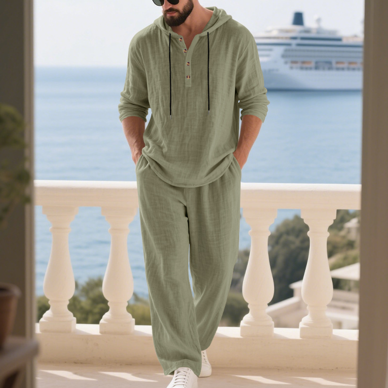 Cross-border Autumn Linen Men' - огляд і ціна Mens Linen Shirt Long Sleeve