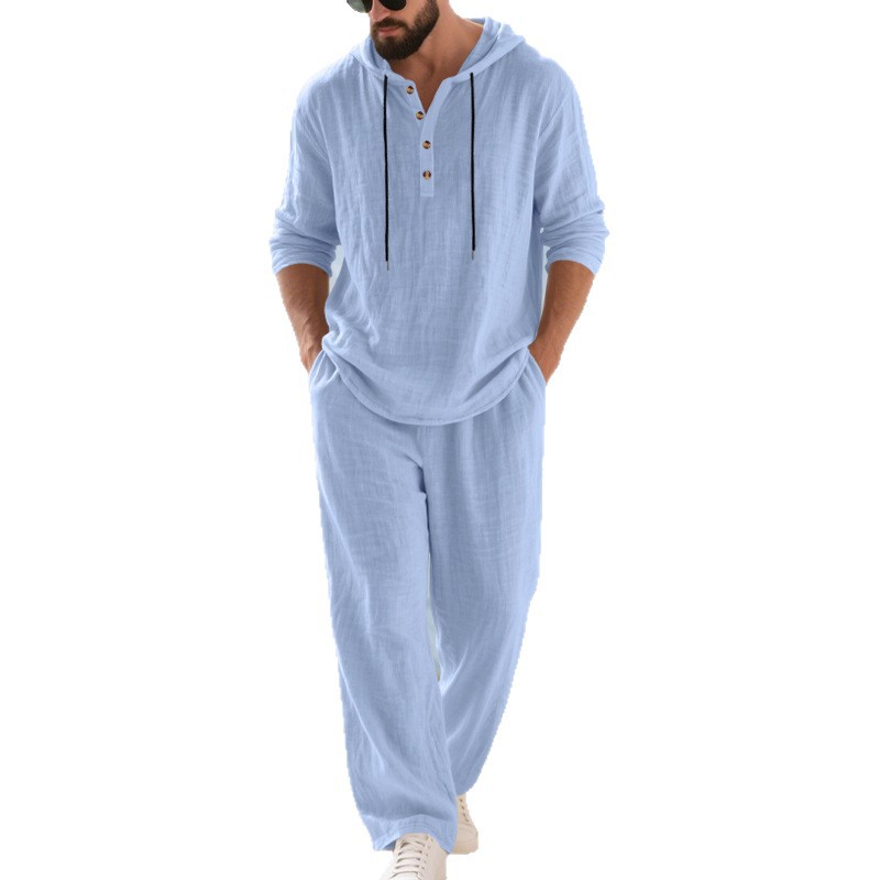 Cross-border Autumn Linen Men' - огляд і ціна Mens Linen Shirt Long Sleeve