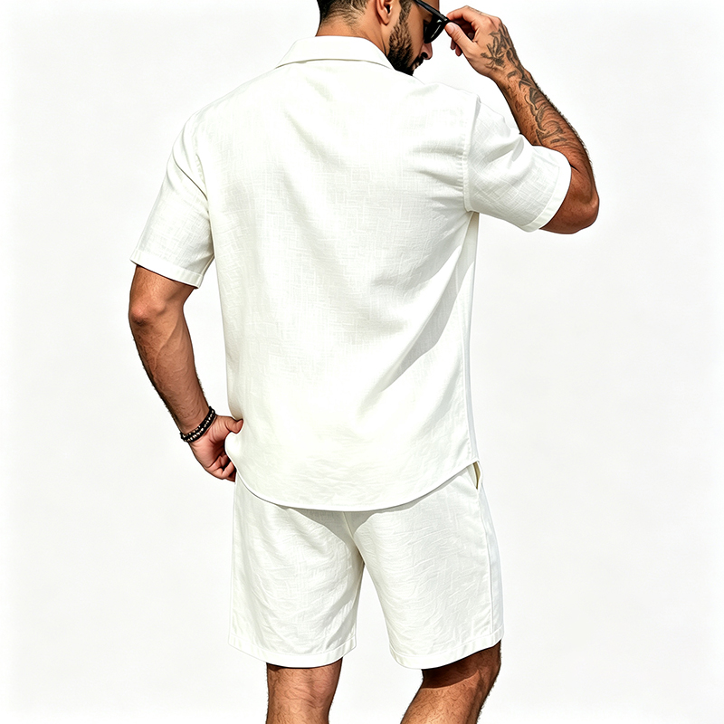 Men Linen Two Piece Outfit Sho - огляд і ціна Mens Linen Shirt Long Sleeve