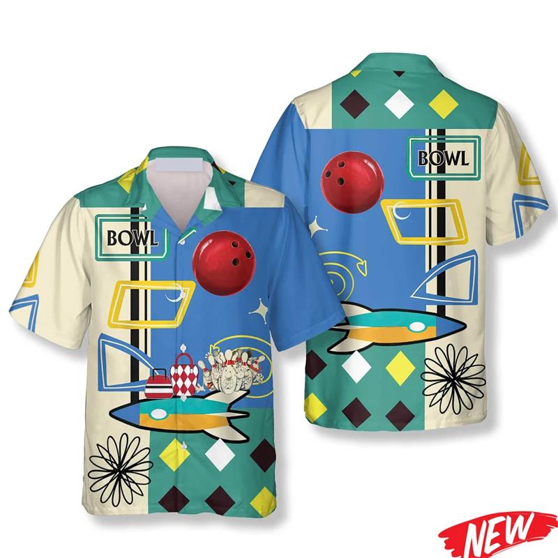 Classic Bowling Pattern Hawaii - огляд і ціна Short Sleeve Bowling Shirt Retro