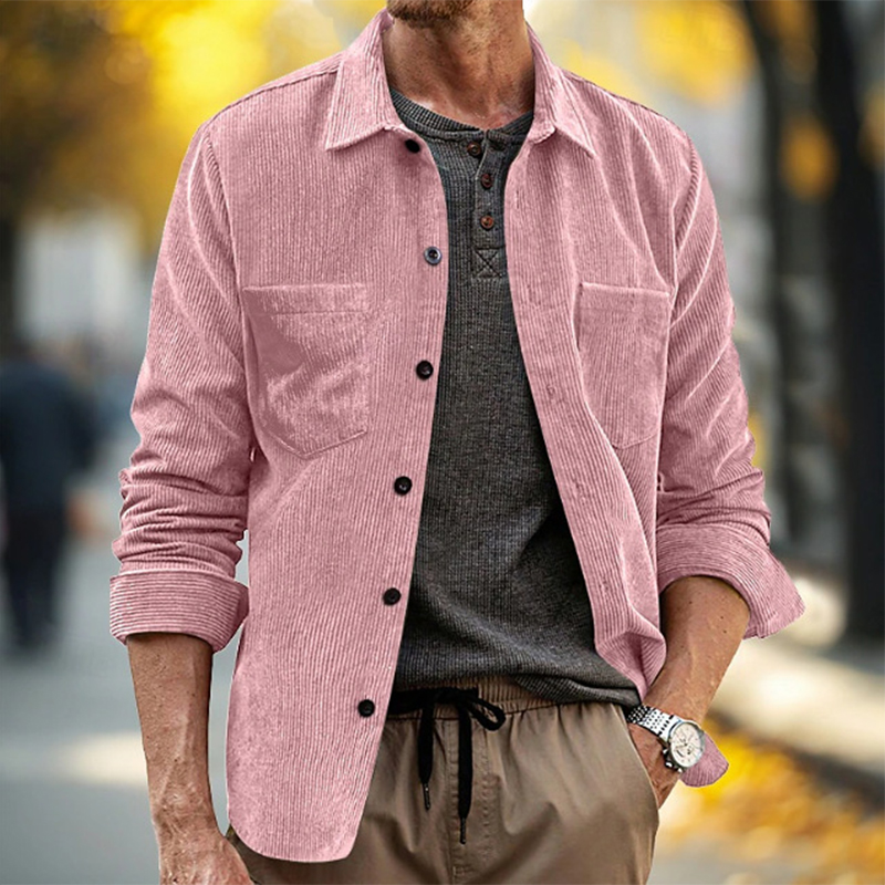 Spring Fall Daily Leisure Mens - огляд і ціна Corduroy Button Up Shirt Men