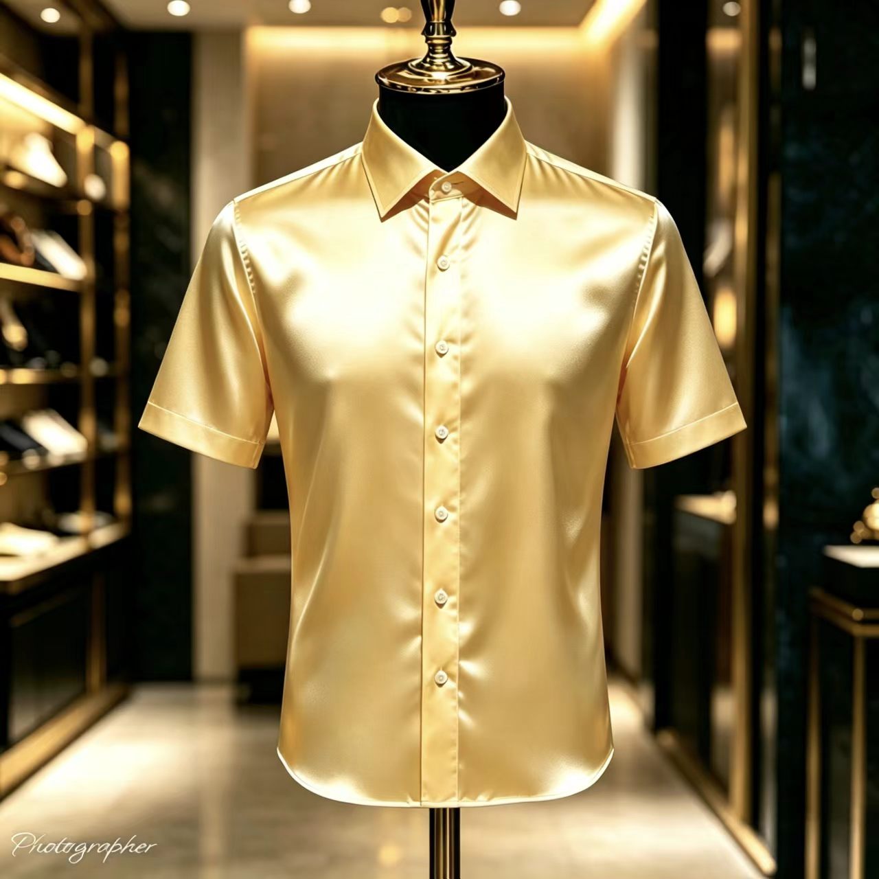Men's Solid Color Satin Short- - огляд і ціна Mens Satin Silk Dress Shirt