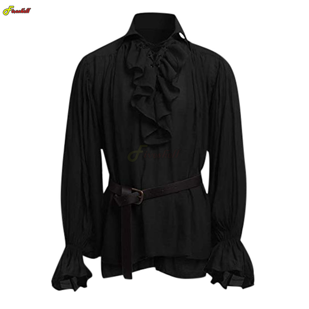 Mens Halloween Lace Up Pirate  - огляд і ціна Medieval Gothic Lace Up Pirate Shirt