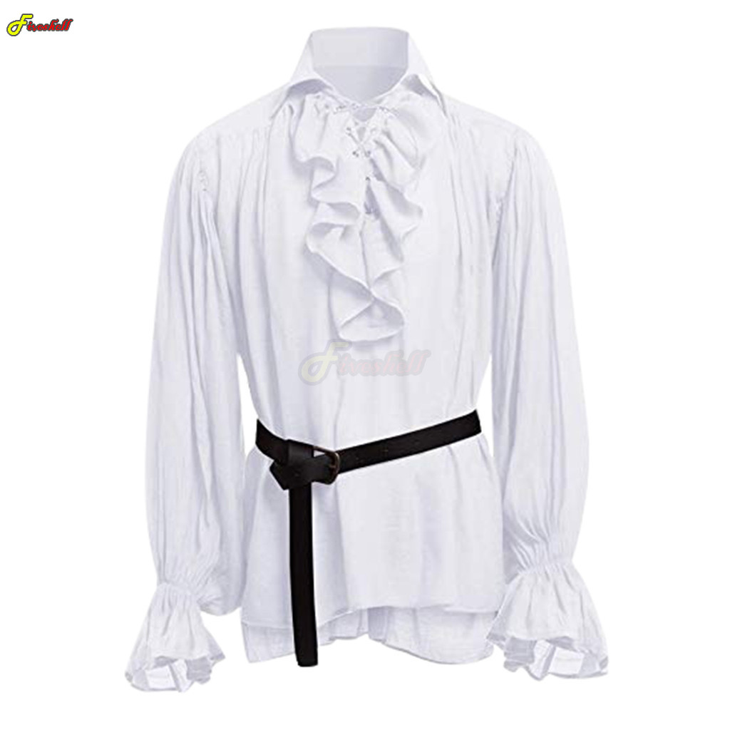 Mens Halloween Lace Up Pirate  - огляд і ціна Medieval Gothic Lace Up Pirate Shirt