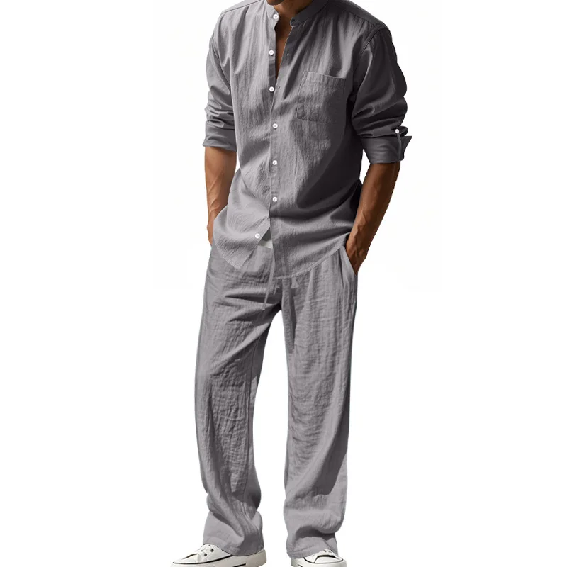 2025 Cross-border American Fou - огляд і ціна Mens Linen Shirt Long Sleeve