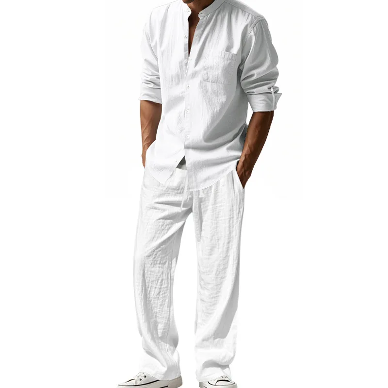 2025 Cross-border American Fou - огляд і ціна Mens Linen Shirt Long Sleeve