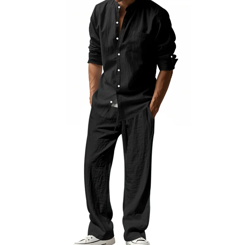 2025 Cross-border American Fou - огляд і ціна Mens Linen Shirt Long Sleeve