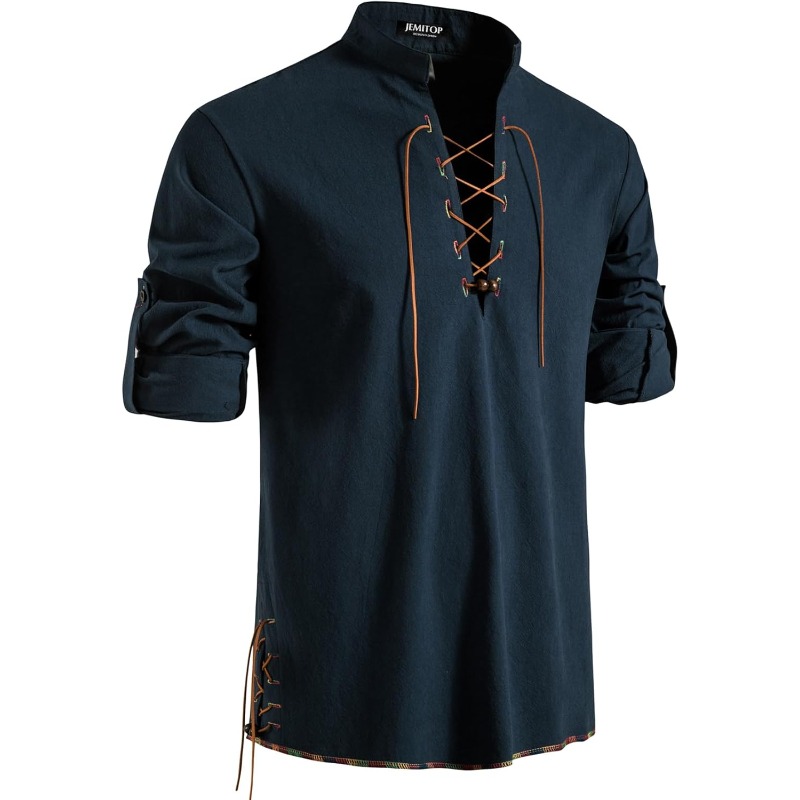 Mens Pirate Shirt Viking Retro - огляд і ціна Medieval Gothic Lace Up Pirate Shirt