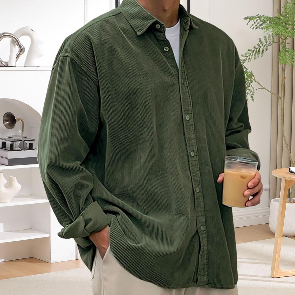 Outdoor Casual Mens Solid Colo - огляд і ціна Corduroy Button Up Shirt Men