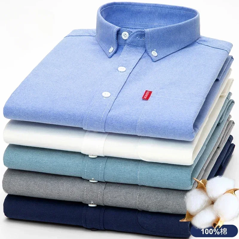 100% Pure Cotton Men's Solid C - огляд і ціна Oxford Cotton Casual Shirt Business
