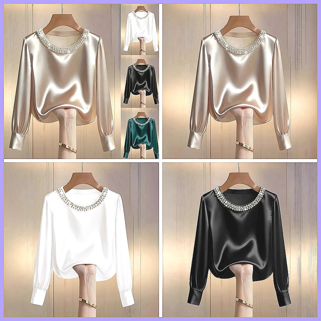 Elegant Beaded Satin Blouse fo - огляд і ціна Shirts