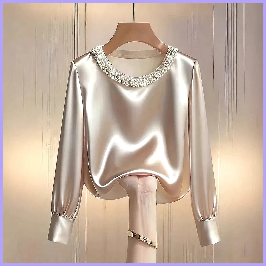 Elegant Beaded Satin Blouse fo - огляд і ціна Shirts