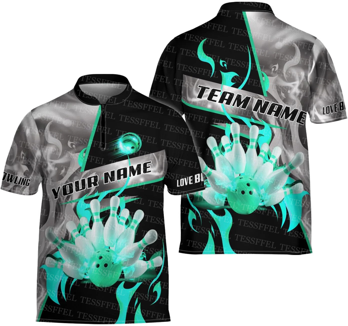 Custom Name Graffiti Flame Str - огляд і ціна Short Sleeve Bowling Shirt Retro