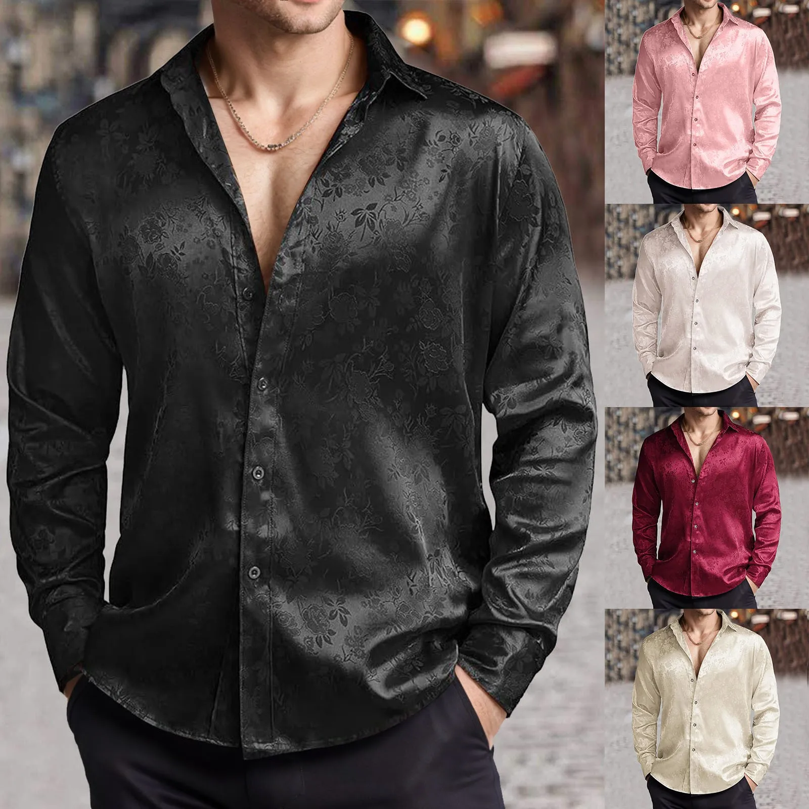 Mens Imitation Silk Satin Dres - огляд і ціна Mens Satin Silk Dress Shirt