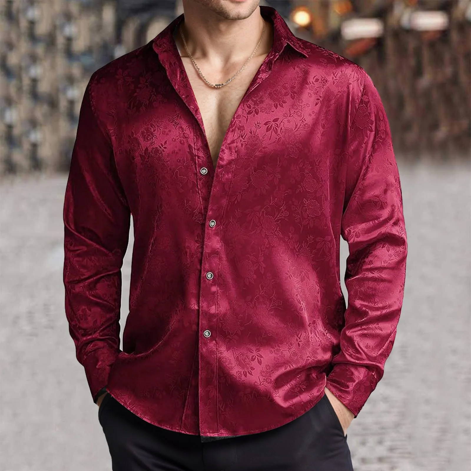 Mens Imitation Silk Satin Dres - огляд і ціна Mens Satin Silk Dress Shirt