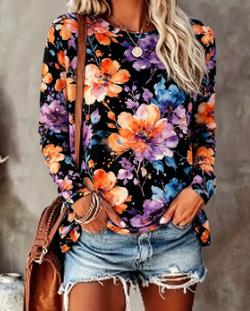 Women's Floral Print Top Navy  - огляд і ціна T-Shirts