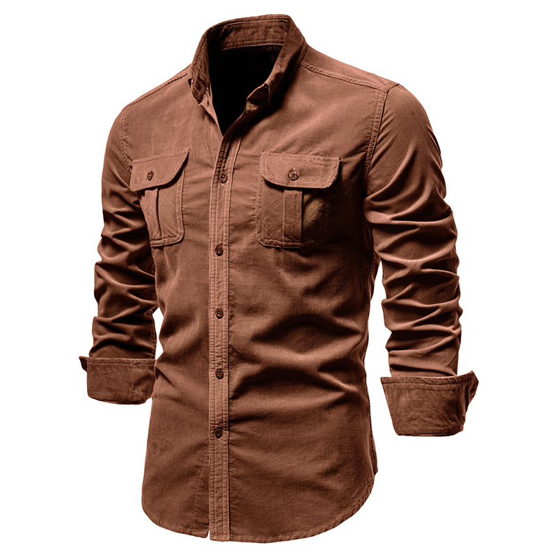 Vintage Solid Color Corduroy S - огляд і ціна Corduroy Button Up Shirt Men