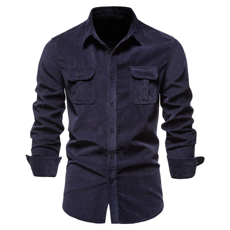 Vintage Solid Color Corduroy S - огляд і ціна Corduroy Button Up Shirt Men