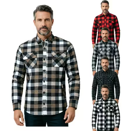2026 Autumn and Winter Long Sl - огляд і ціна Flannel Plaid Shirt Heavy Weight