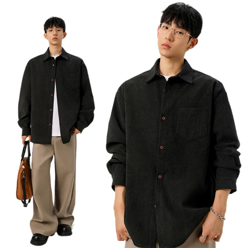 Male Button‑Up Corduroy Top La - огляд і ціна Corduroy Button Up Shirt Men