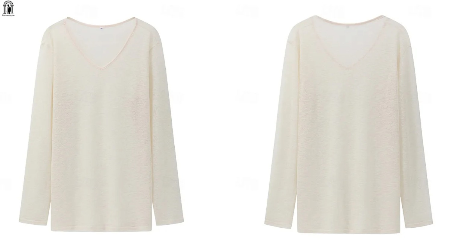 Men's Casual V-Neck Linen Blen - огляд і ціна Mens Linen Shirt Long Sleeve