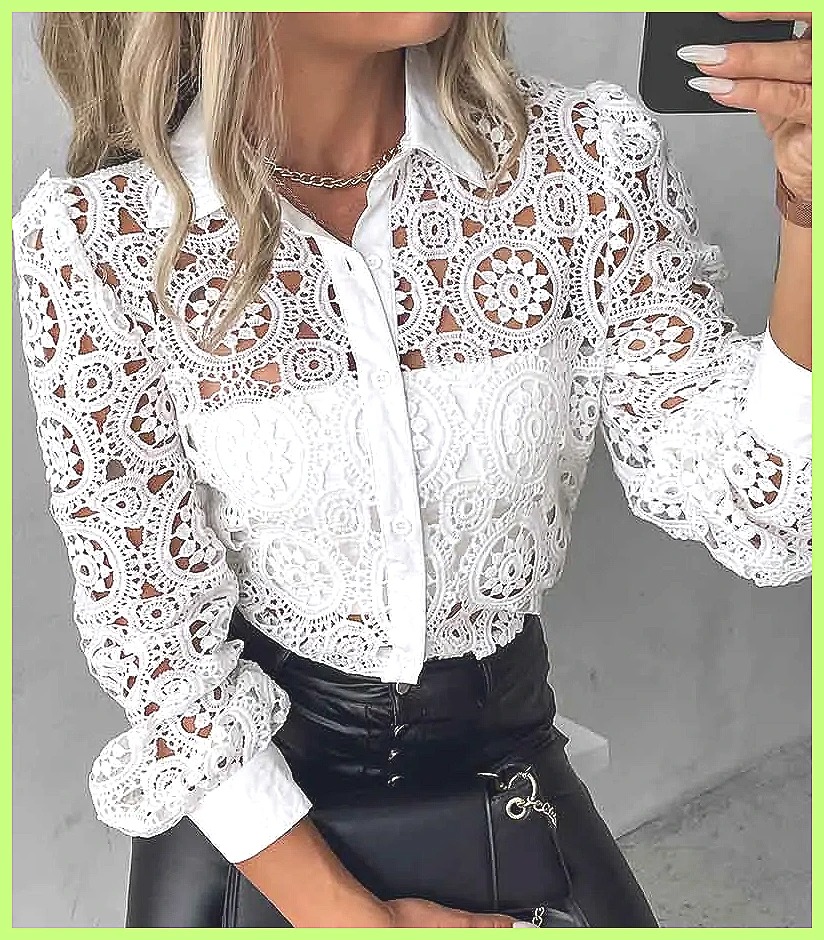 2025 Women's White Lace Shirt, - огляд і ціна Shirts