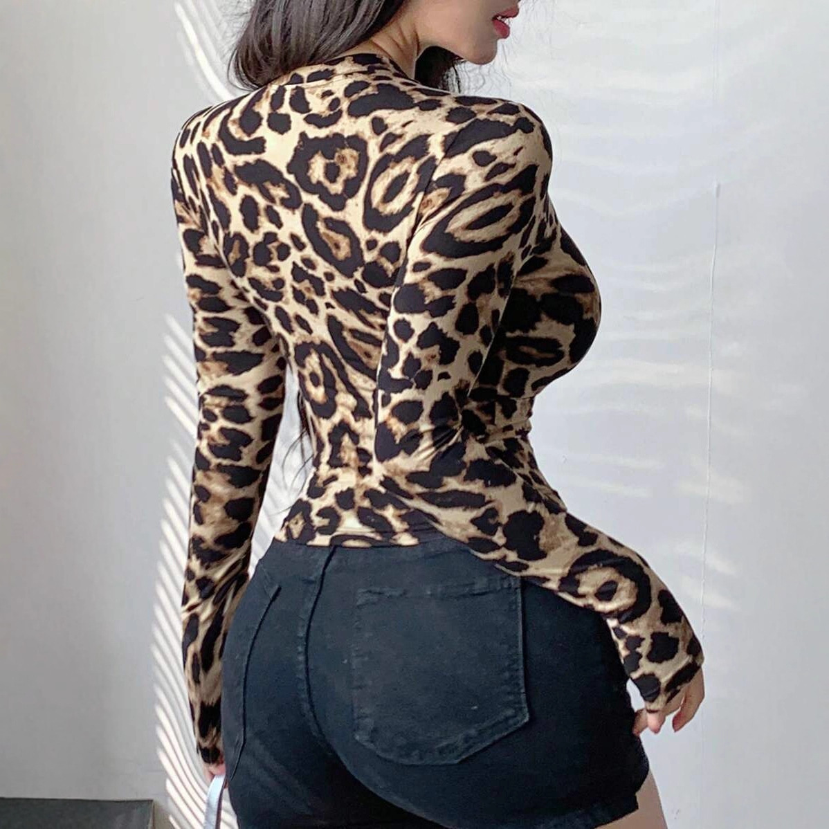 Women Leopard Print Zip Up Lon - огляд і ціна Jackets