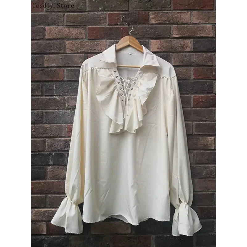 S-5XL Medieval Pirate Hallowee - огляд і ціна Medieval Gothic Lace Up Pirate Shirt