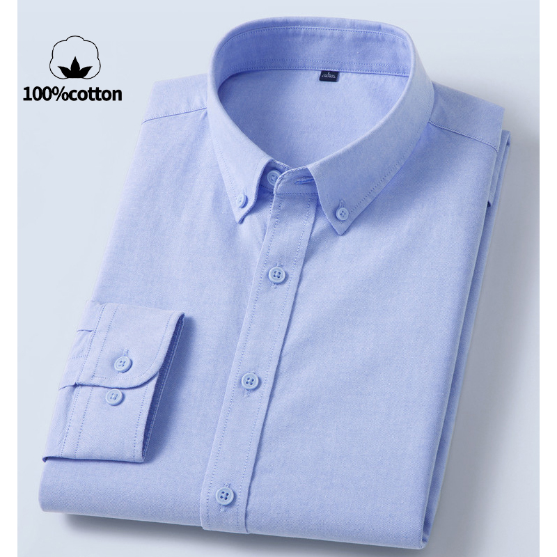 Men's 100% Cotton Oxford Shirt - огляд і ціна Mandarin Collar Formal Shirt Slim Fit