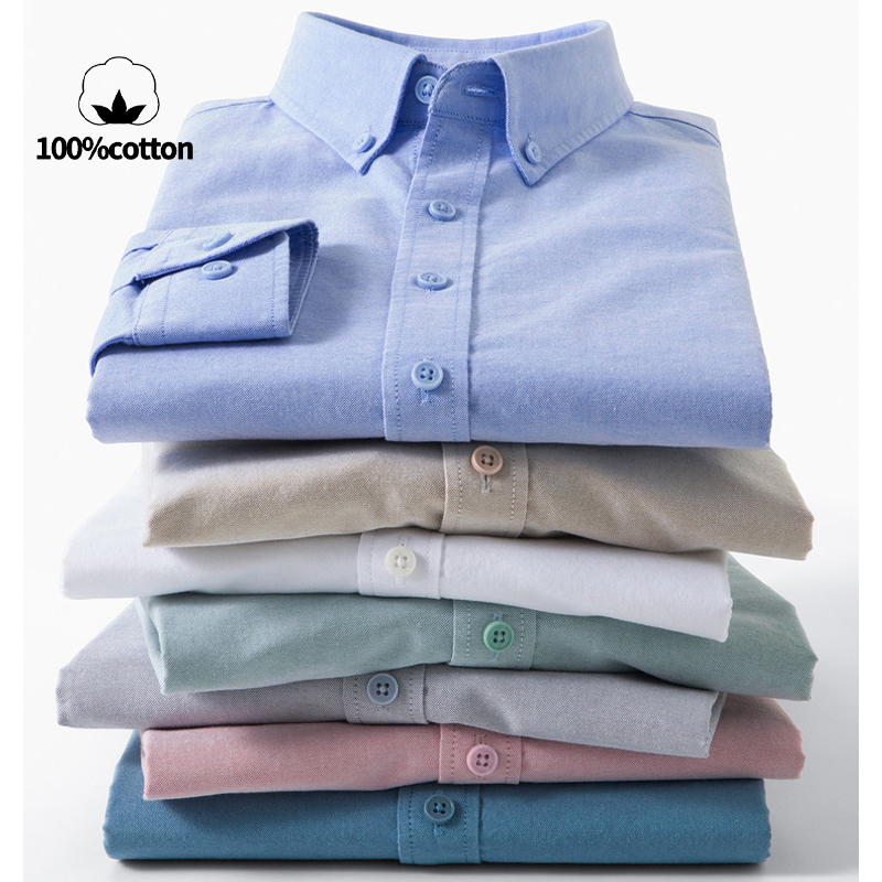 Men's 100% Cotton Oxford Shirt - огляд і ціна Mandarin Collar Formal Shirt Slim Fit