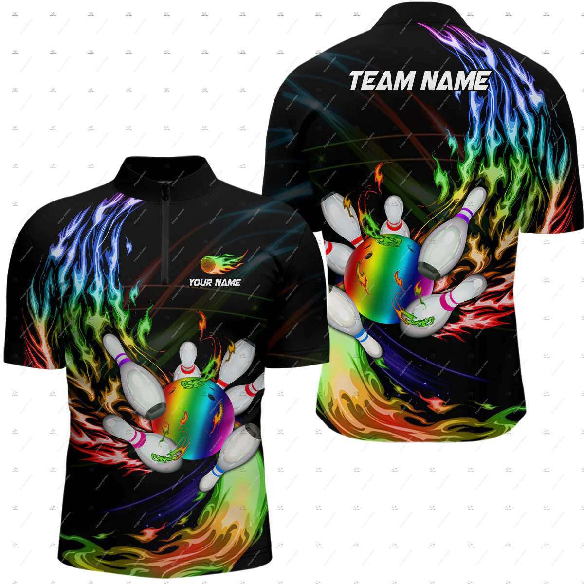 Custom Name Bowling Skull Colo - огляд і ціна Short Sleeve Bowling Shirt Retro