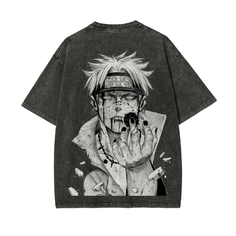 Naruto Pain T Shirt Rinnegan A - огляд і ціна Acid Wash Vintage Graphic T Shirt