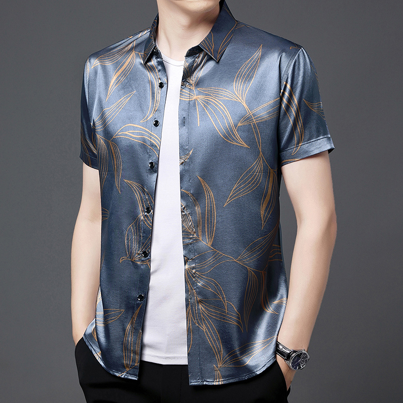 Summer 2022 Men's Silk Clothin - огляд і ціна Mens Satin Silk Dress Shirt