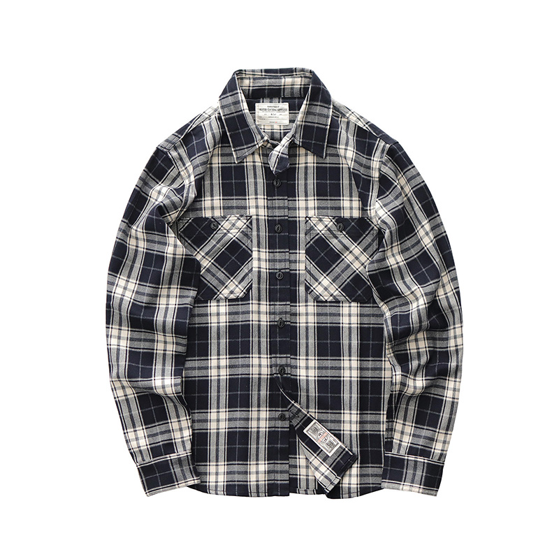 Autumn New Japanese Retro 300g - огляд і ціна Flannel Plaid Shirt Heavy Weight