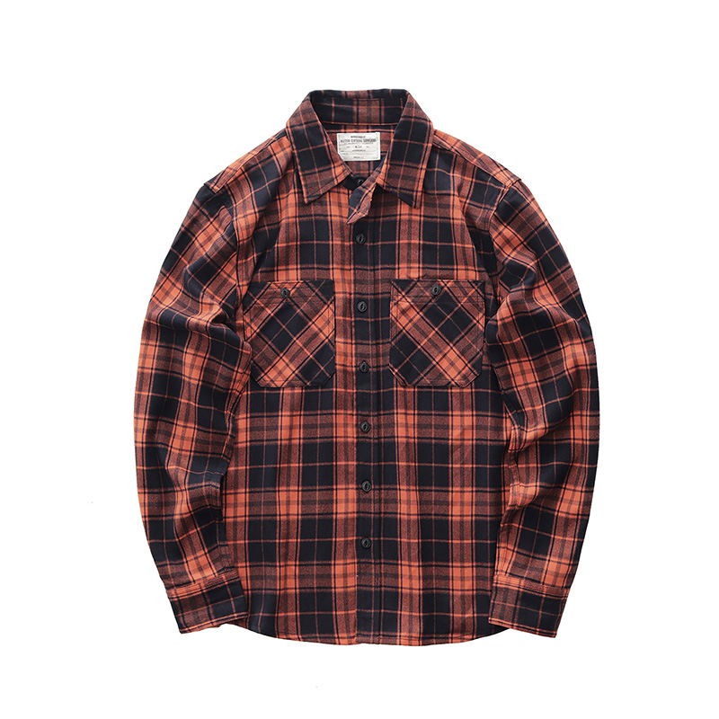 Autumn New Japanese Retro 300g - огляд і ціна Flannel Plaid Shirt Heavy Weight