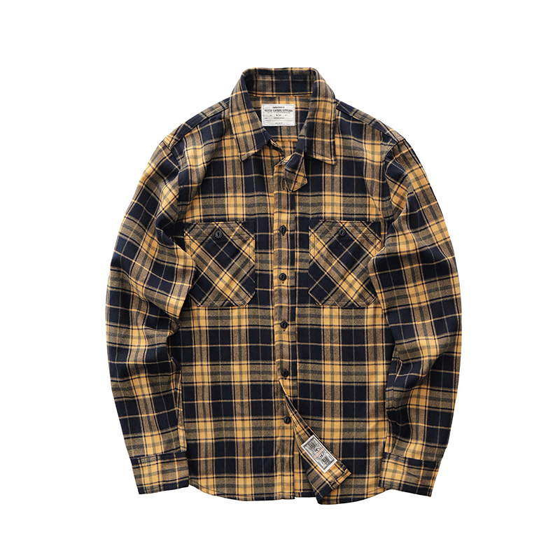 Autumn New Japanese Retro 300g - огляд і ціна Flannel Plaid Shirt Heavy Weight